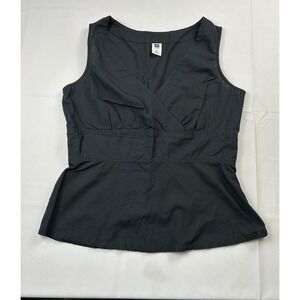 GAP Factory Y2K Black Peplum Tank Top Womens M 100% Cotton Minimalist